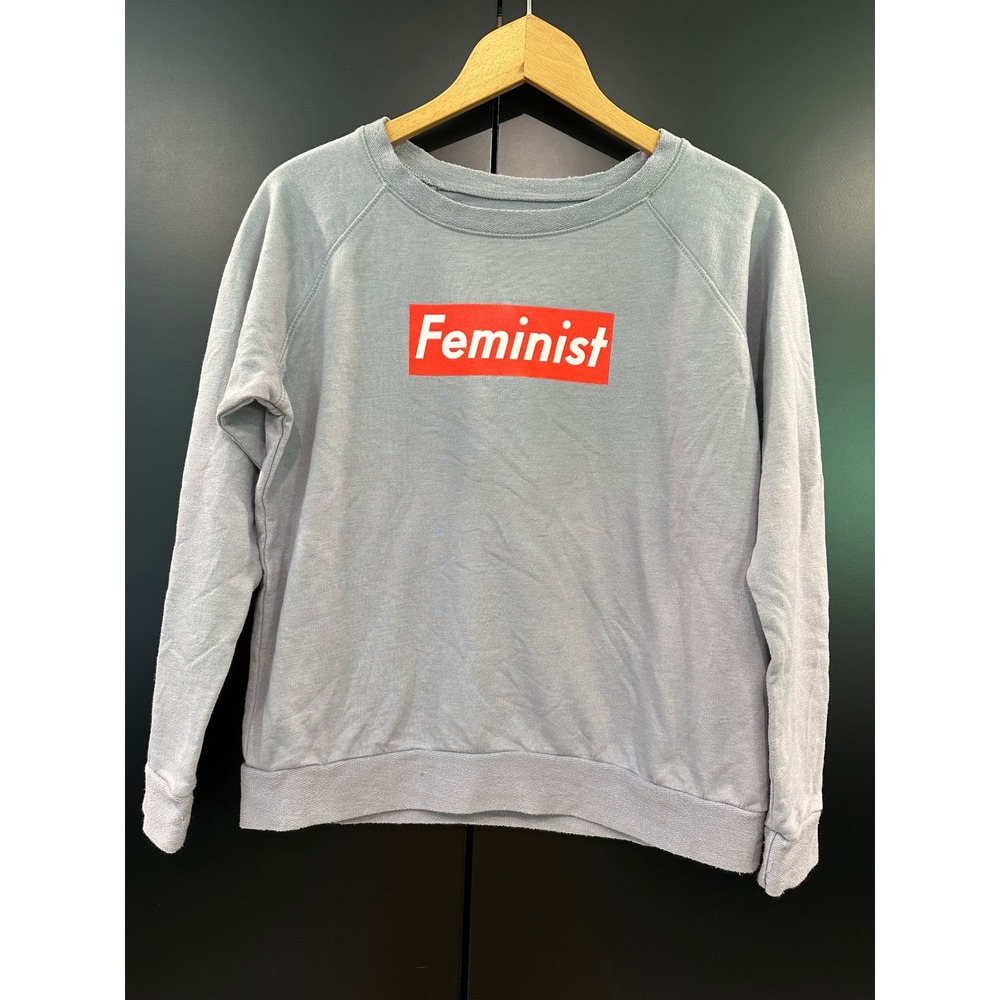 Prince Peter Collection‎ Feminist Box Logo Sweatshirt Gray XS Made in USA NWT